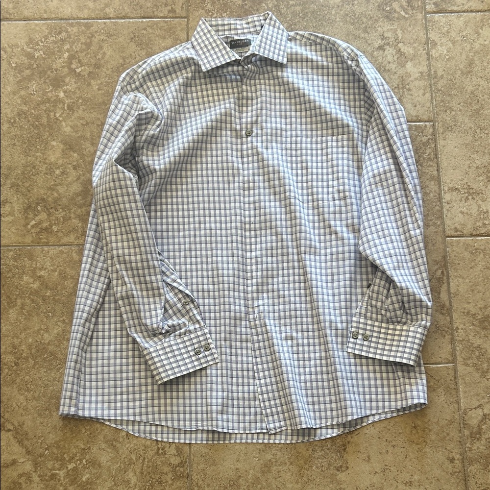 Van Heusen Light Blue Plaid Button Down Shirt